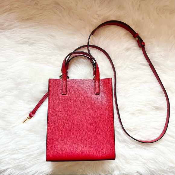 New! MARC JACOBS Micro Grind Leather Tote Bag in Savvy Cherry Red - Picture 7 of 11